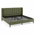 Lit 160 x 200 cm en tissu vert avec sommier à lattes style contemporain