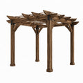 Pergola 300 x 300 x 230 cm en bois marron structure ajourée pour jardin