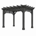 Pergola de jardin 300 x 300 x 240 cm en bois gris anthracite à toiture ajourée