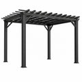 Pergola de jardin 300 x 300 cm en acier noir à toit ajouré