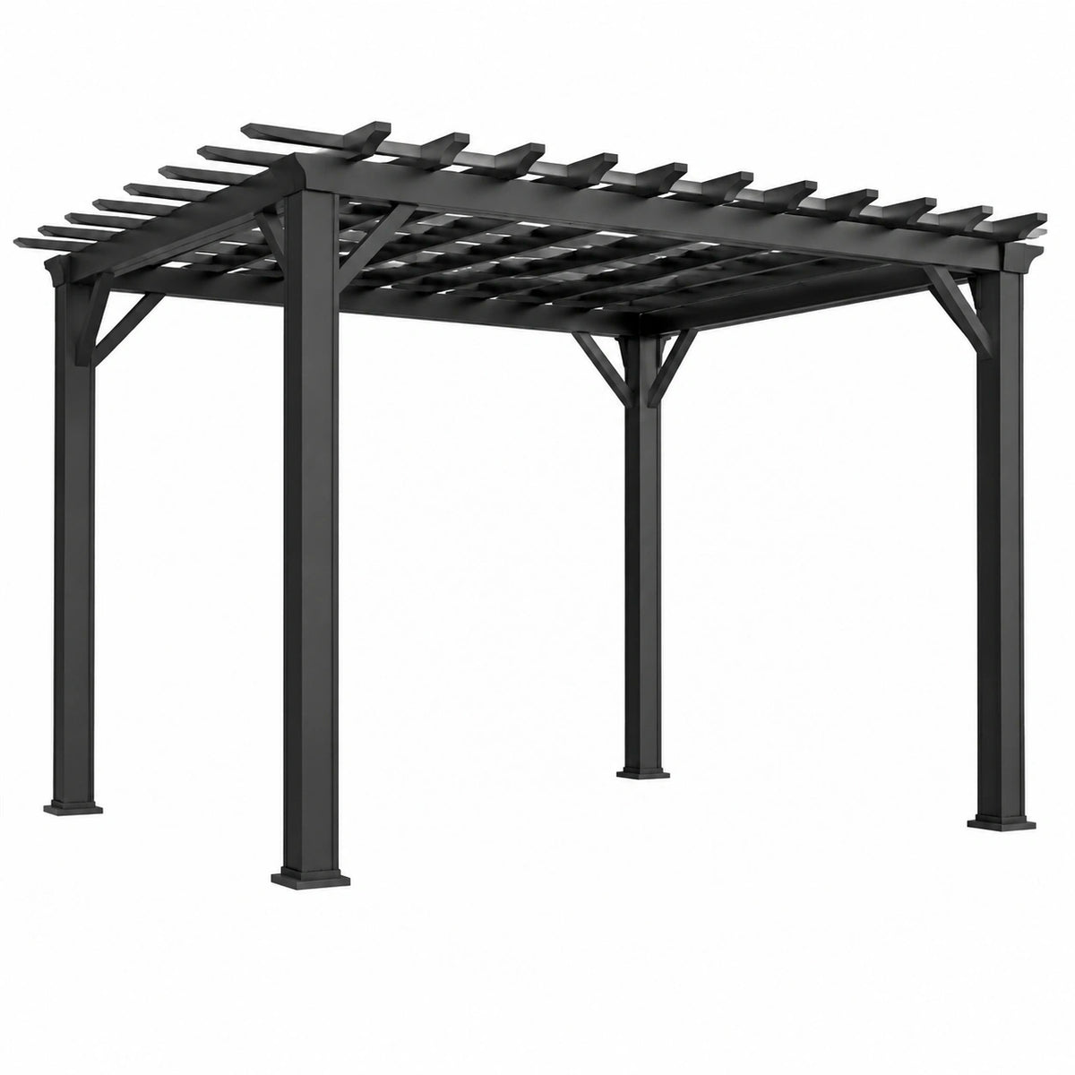 Pergola de jardin 300 x 300 cm en acier noir à toit ajouré