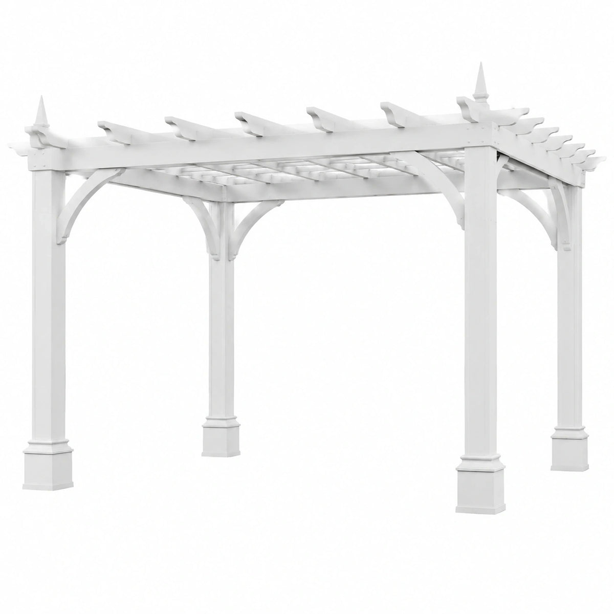 Pergola 300 x 300 x 240 cm en bois blanc - structure ajourée pour jardin