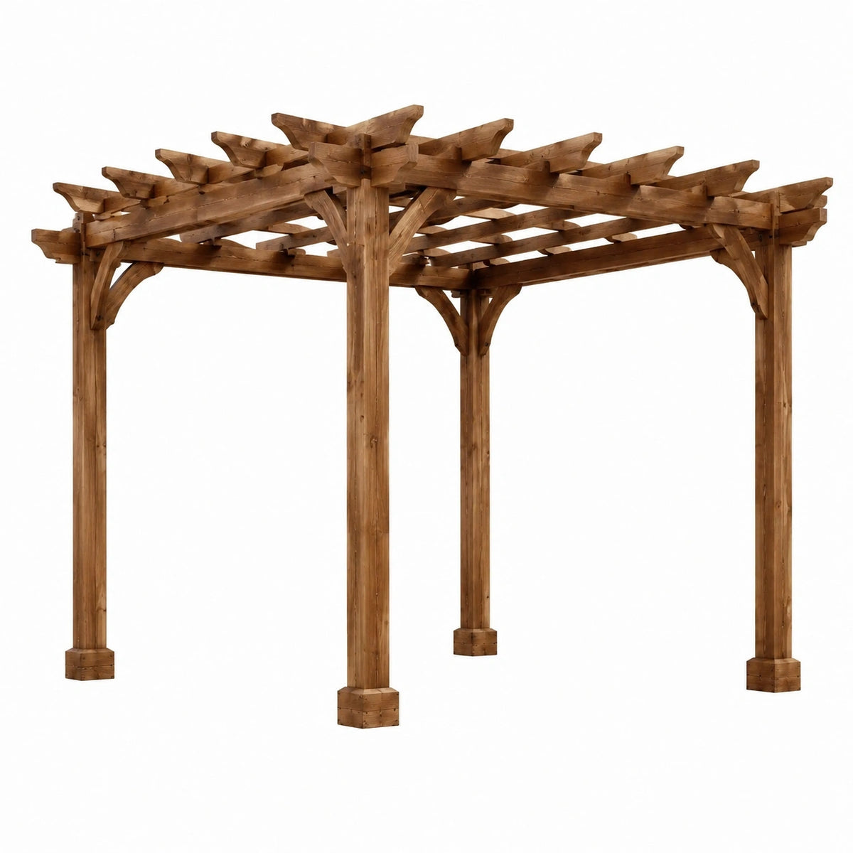 Pergola de jardin 400 x 300 x 250 cm en bois marron - structure ajourée pour terrasse
