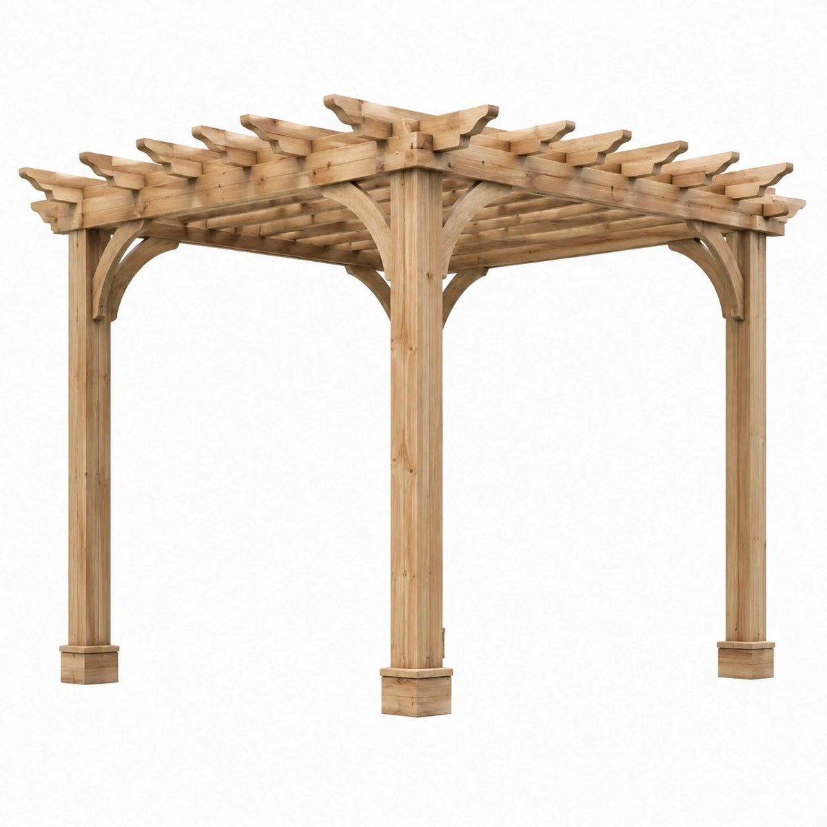 Pergola de jardin 300 x 300 x 250 cm en bois naturel style rustique