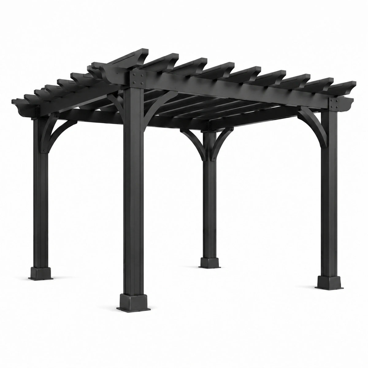 Pergola 300 x 300 x 240 cm en acier noir - structure de jardin à lames décoratives