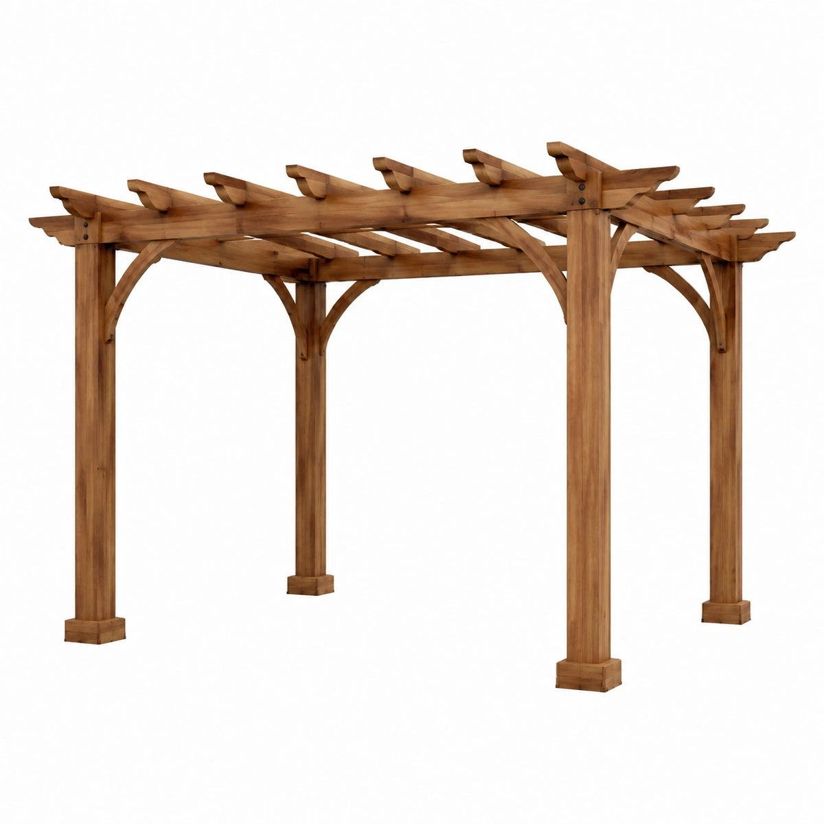 Pergola de jardin 300 x 300 x 230 cm en bois marron style rustique
