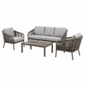 Salon de jardin 4 places 200 cm en métal taupe et corde tressée style contemporain